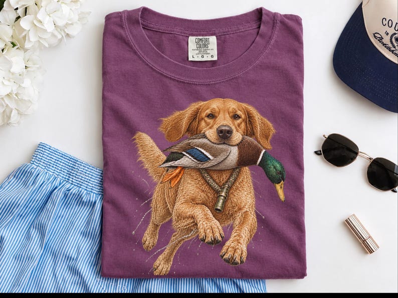 Golden Retriever Hunting Shirt, Duck Hunter Gift, Waterfowl Hunting Tee, Bird Dog Art Shirt, Duck Season Shirt, Outdoor Sportsman Gift image 8