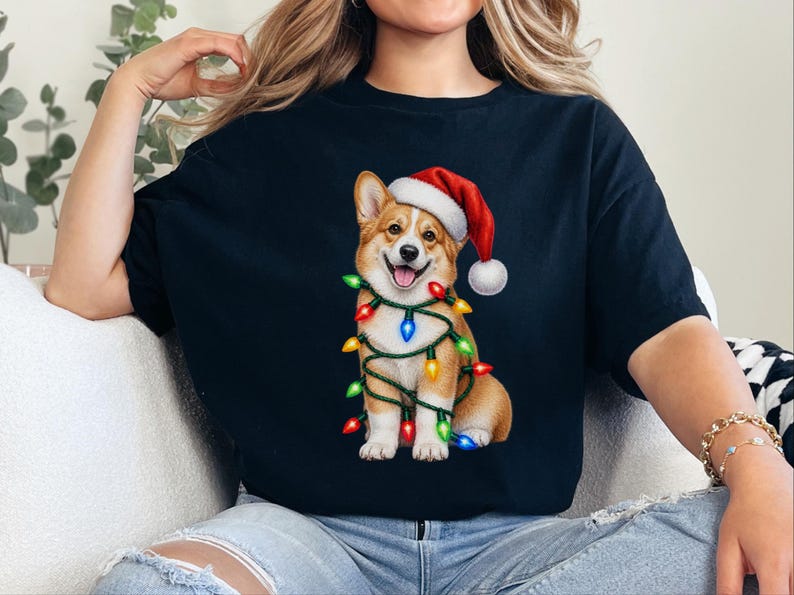 Kersttrui met Corgi-print, kerstshirt voor honden, kerstcadeau voor Corgi's, T-shirt voor hondenliefhebbers, cadeau voor Corgi-moeders afbeelding 9