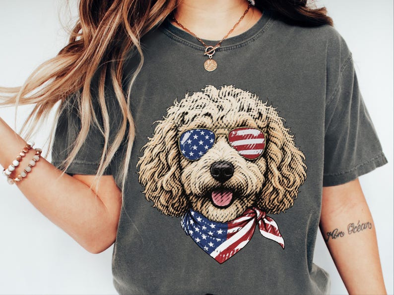 Comfort Colors Patriotic Maltipoo Dog Mom Shirt, 4th of July American Dog Lover Tee, USA Independence Day Maltipoo Owner T-Shirt imagen 10