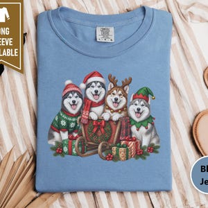 Siberian Husky Christmas Shirt, Husky Lover Gift, Festive Holiday Dog Sweatshirt, Santa Paws Xmas Tee image 10