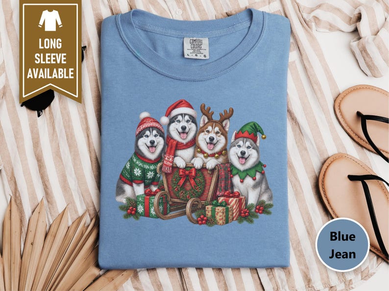 Siberian Husky Christmas Shirt, Husky Lover Gift, Festive Holiday Dog Sweatshirt, Santa Paws Xmas Tee image 10