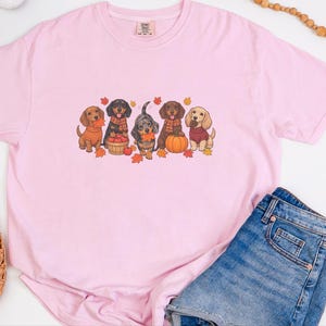 Dachshund Fall Shirt, Autumn Dog Lover Gift, Wiener Dog Sweater, Cute Fall Doxie Tee, Sausage Dog Fall Shirt imagen 3