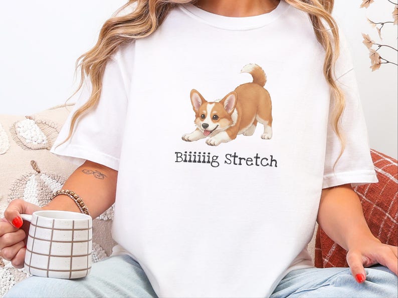 Comfort Colors Energetic Dog Biiiiig Stretch Corgi Tee, Corgi Fan Gift, Funny Animal Person Shirt, Pembroke Welsh Corgi Lover, Dog Owner image 3