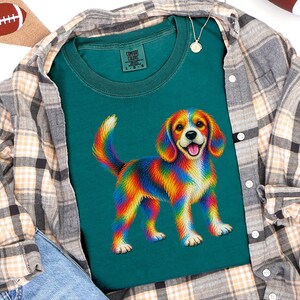 Camiseta de Beagle, Regalo colorido para amantes de los perros, Camiseta de cachorro arcoíris, Regalo para mamás de Beagle, Camiseta gráfica para dueños de perros imagen 4