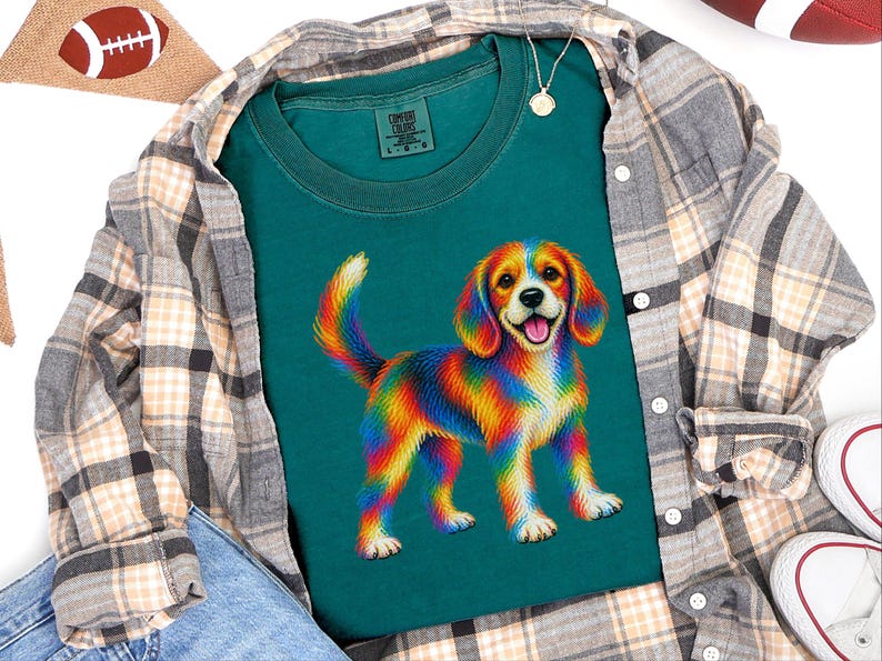 Camiseta de Beagle, Regalo colorido para amantes de los perros, Camiseta de cachorro arcoíris, Regalo para mamás de Beagle, Camiseta gráfica para dueños de perros imagen 4