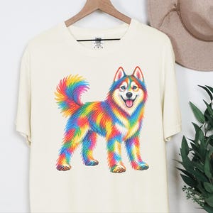 Husky Dog Shirt, Siberian Husky Gift, Colorful Dog Art, Husky Mom Gift, Dog Lover Tee image 4