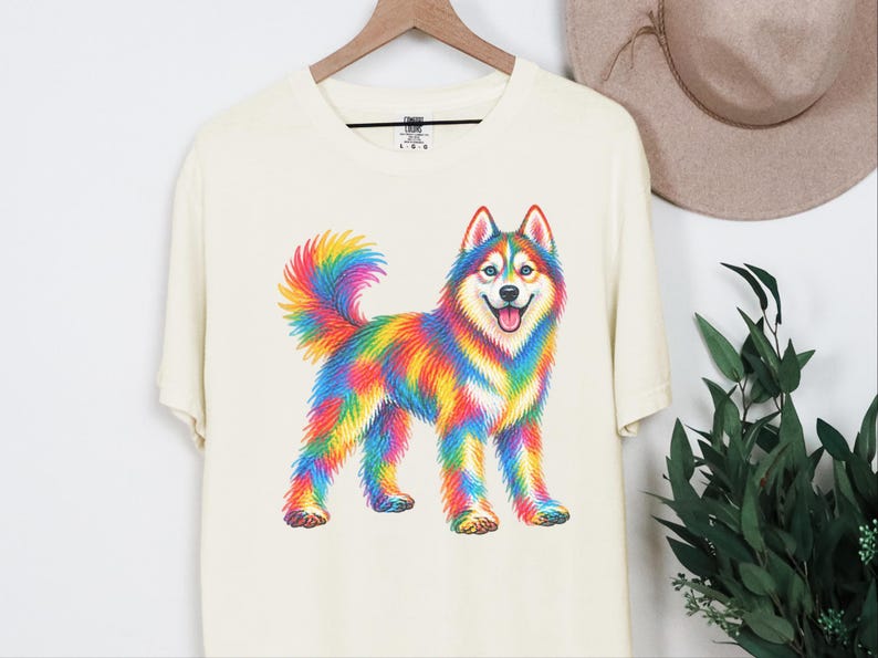 Husky Dog Shirt, Siberian Husky Gift, Colorful Dog Art, Husky Mom Gift, Dog Lover Tee image 4
