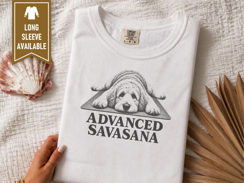 Labradoodle Shirt, Advanced Savasana Yoga Tee, Dog Lover Gift, Funny Fitness Workout Top, Yogi Meditation Shirt image 4
