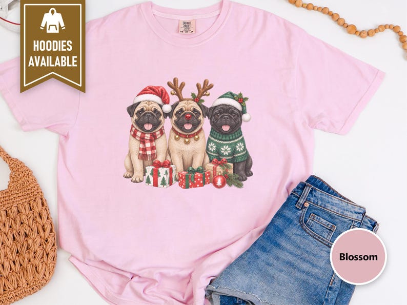 Christmas Pug Sweatshirt, Pug Christmas Gift, Holiday Dog Shirt, Pug Lover Sweatshirt, Festive Puppy Crewneck, Pug Mom Gift image 9