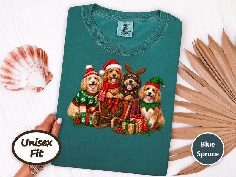 Christmas Cockapoo Shirt, Cockapoo Lover Gift, Holiday Dog Crewneck, Festive Puppy Top, Dog Mom Christmas Gift image 9