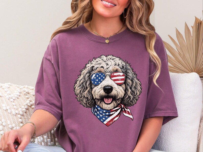 Comfort Colors Sheepadoodle Patriotic Sweatshirt, Independence Day Goldendoodle Sweatshirt, Fourth of July Sheepadoodle Shirt immagine 5