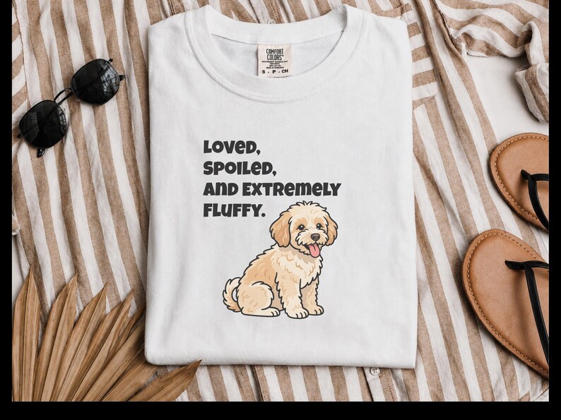 Comfort Colors Maltipoo Dog Mom Shirt, Loved, Spoiled, and Extremely Fluffy Sweatshirt, Cute Cavapoo Goldendoodle Dog Owner Clothing image 7