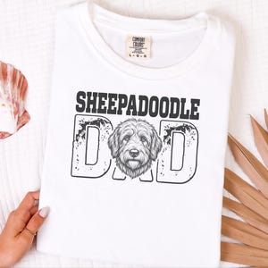 Comfort Colors Sheepadoodle Dad Tshirt for Men, Personalized Pet Portrait Tee, Funny Retro Dog Owner Apparel, Funny Graphic Tee image 8