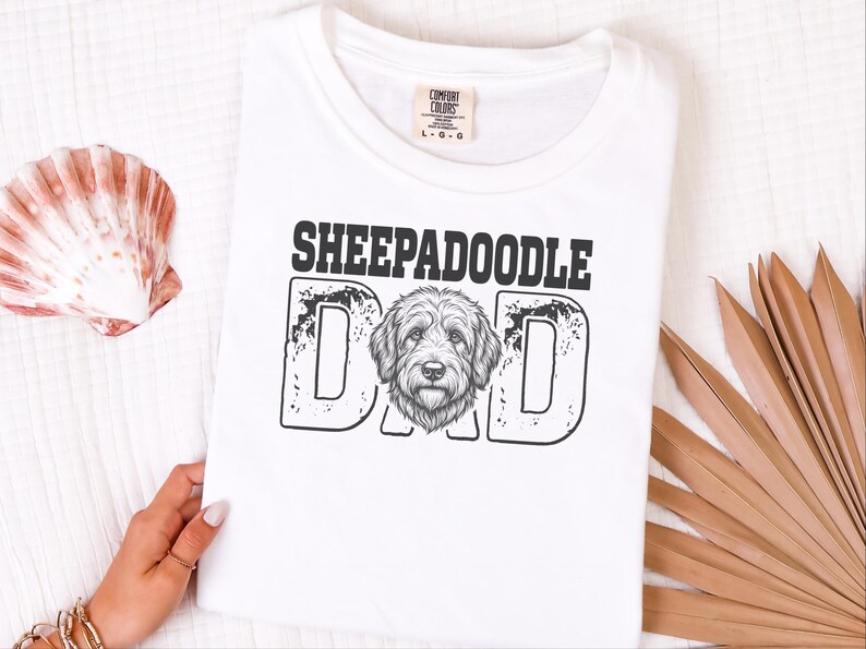 Comfort Colors Sheepadoodle Dad Tshirt for Men, Personalized Pet Portrait Tee, Funny Retro Dog Owner Apparel, Funny Graphic Tee image 8