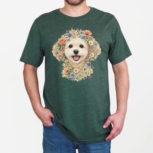 Maltipoo Print Shirt, Maltipoo Floral Face Tee, Spring Animal Art, Maltese Poodle Gifts, Dog Lover Tee, Maltese Poodle Fan, Mama Dog Owner image 6