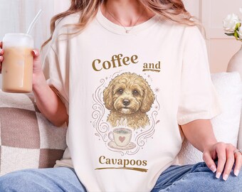 Coffee and Cavapoos Cavapoo Mom Shirt Vintage Dog Art