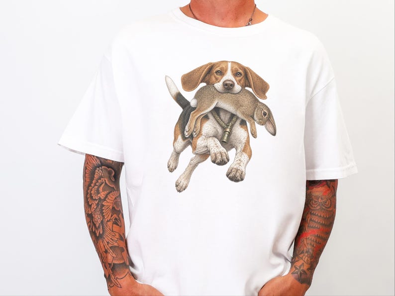 Camiseta de caza de beagle, regalo para cazadores de conejos, camiseta de perro sabueso, camiseta vintage para perros, regalo para deportistas al aire libre imagen 8