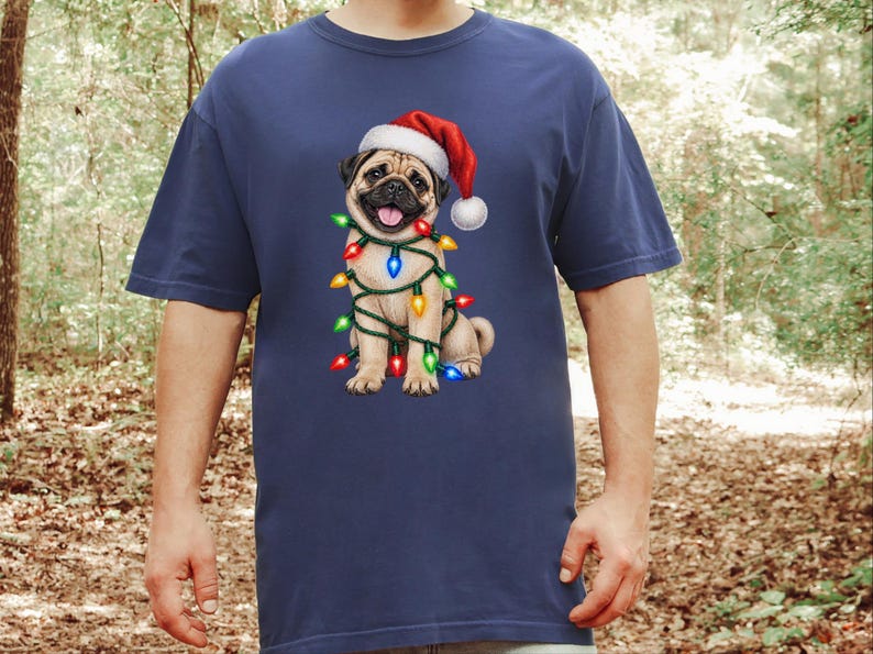 Pug Christmas Shirt, Christmas Pug Gift, Pug Lover Shirt, Holiday Pet Shirt, Santa Pug Tee image 9