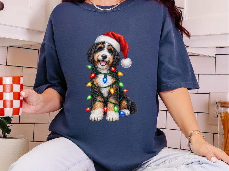 Bernedoodle Christmas Shirt, Christmas Dog Shirt, Bernedoodle Owner Gift, Holiday Dog Lover Tee image 4