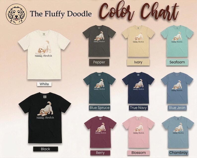 Camiseta elástica grande Comfort Colors para amantes de los Schnoodle, camiseta divertida con diseño de perro Doodle, regalo para mamás perrunas de color marrón esponjoso, regalo para papás dueños de Schnoodle imagen 11