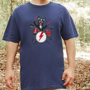 French Bulldog Shirt, Drummer Gift Idea, Rock Dog Shirt, Frenchie Graphic Tee, Percussionist Gift, Music Lover Shirt, Band Merch Tee image 9