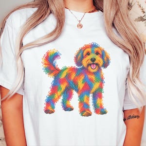 Camiseta de perro Schnoodle, regalo para dueños de Schnoodle, arte de perros colorido, camiseta con estampado de garabatos, ropa para amantes de los perros imagen 1
