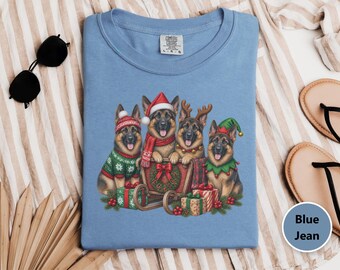 German Shepherd Christmas Shirt, Holiday Dog Lover Gift, Festive Gsd Mom Sweatshirt, Christmas Pet Tee, German Shepherd Owner Present