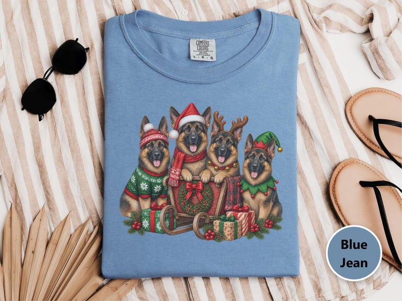 German Shepherd Christmas Shirt, Holiday Dog Lover Gift, Festive Gsd Mom Sweatshirt, Christmas Pet Tee, German Shepherd Owner Present image 1
