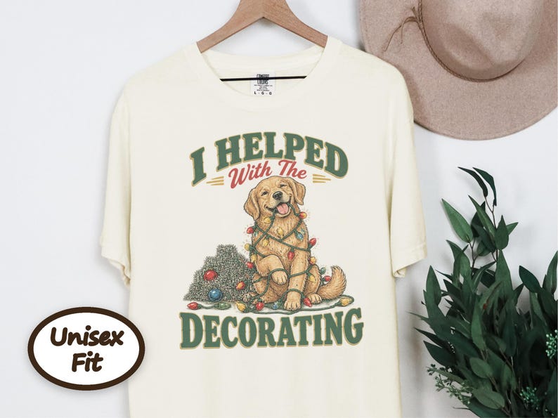 Christmas Dog Shirt, Golden Retriever Christmas Gift, Funny Dog Christmas Sweater, Holiday Pet Lover Tee, I Helped With The Decorating bild 7