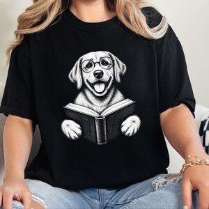 Reading Dog Shirt, Bookish Dog Tee, Lab Lover Gift, Dog Owner Gift, Library Shirt, Book Lover Shirt, Dog Mom Gift image 7