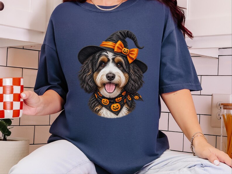 Bernedoodle Dog Halloween Shirt, Bernedoodle Mom Gift, Witch Dog Shirt, Spooky Dog Mom, Halloween Dog Lover Gift image 8