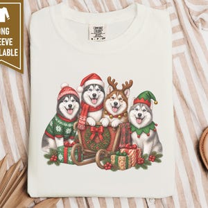 Siberian Husky Christmas Shirt, Husky Lover Gift, Festive Holiday Dog Sweatshirt, Santa Paws Xmas Tee image 6