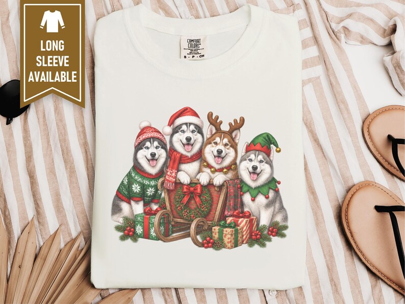 Siberian Husky Christmas Shirt, Husky Lover Gift, Festive Holiday Dog Sweatshirt, Santa Paws Xmas Tee image 6
