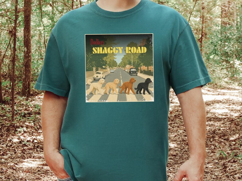 Comfort Colors Beatles Inspired Goldendoodle Shirt, The Doodles Shaggy Road Parody Tee, Retro Classic Rock Band Dog Mom Clothing image 7