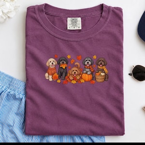 Schnoodle Fall Shirt, Dog Lover Gift, Autumn Harvest Tee, Doodle Dog Sweatshirt, Pumpkin Patch Crewneck, Fall Puppy Apparel image 6