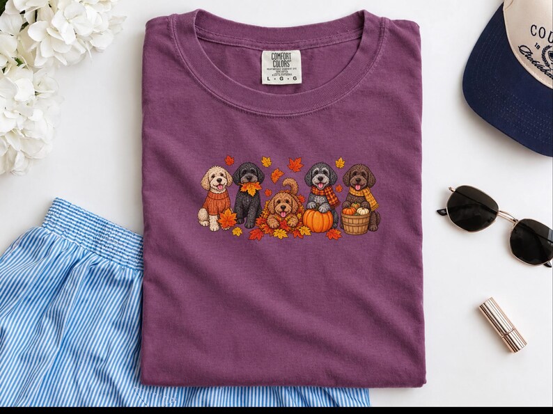 Schnoodle Fall Shirt, Dog Lover Gift, Autumn Harvest Tee, Doodle Dog Sweatshirt, Pumpkin Patch Crewneck, Fall Puppy Apparel image 6