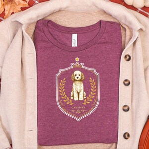 Cavapoo Owner Gift, Royal Dog Portrait Shirt, Vintage Pet Art Tee for Dog Mom and Dad, Custom Cavoodle Crest, Personalized Pet Print image 3