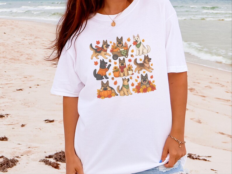 German Shepherd Fall Shirt, Autumn Dog Mom Gift, Cozy Season Sweatshirt, Puppy Lover Tee image 9