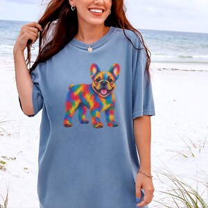 Frenchie Dog Shirt, Colorful Dog Art, French Bulldog Mom Gift, Frenchie Lover Present, Vibrant Pet Portrait Tee image 9
