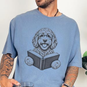 Labradoodle Reading Shirt, Bookish Dog Lover Gift, Labradoodle Dad Tee, Reading Dog Shirt, Bookworm Outfit image 6