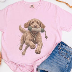 Labradoodle Shirt, Labradoodle Gift, Waterfowl Hunter, Hunting Dog Art, Outdoor Enthusiast, Duck Hunting Tee, Doodle Dog Dad Gift image 4