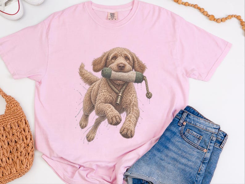 Labradoodle Shirt, Labradoodle Gift, Waterfowl Hunter, Hunting Dog Art, Outdoor Enthusiast, Duck Hunting Tee, Doodle Dog Dad Gift image 4
