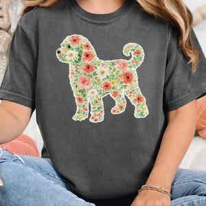 Comfort Colors Schnoodle Lover Schnoodle Floral Silhouette T-Shirt, Summer Flowers Dog Tee, Pet Owner Present, Summer Flowers Shirt image 8