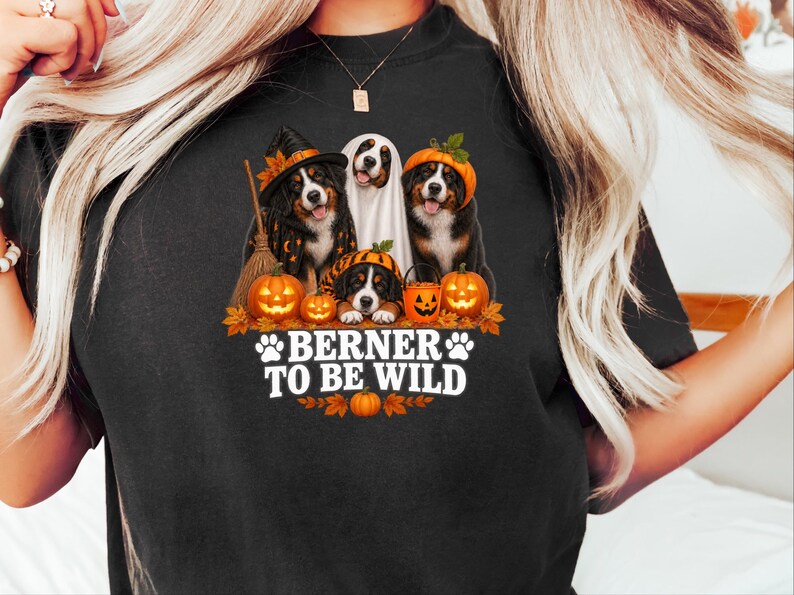 Bernese Dog Shirt, Berner Mom Gift, Halloween Dog Tee, Witch Dog Shirt, Spooky Season Shirt, Mountain Dog Gift image 9