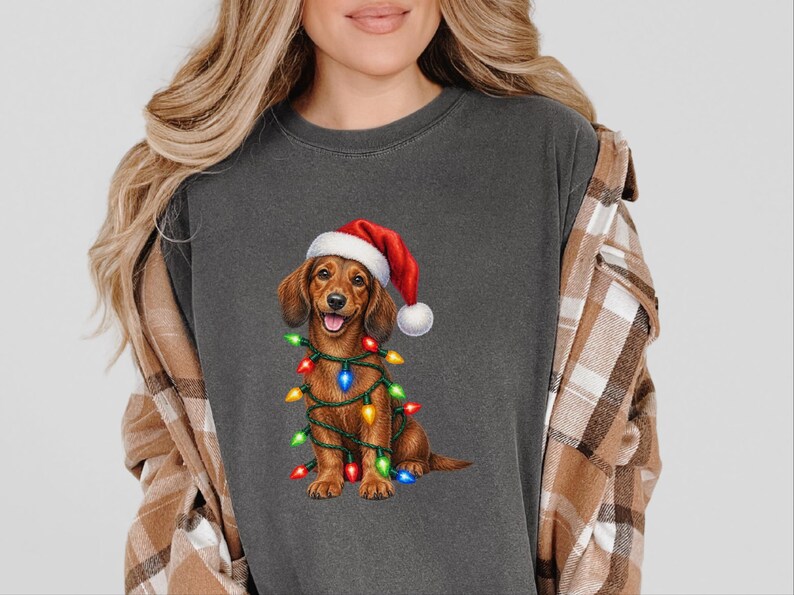 Christmas Dachshund Shirt, Dog Christmas Gift, Dachshund Xmas Sweatshirt, Holiday Dog Tee, Doxie Lover Present image 6