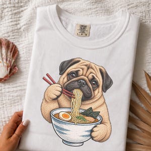 Pug Lover Shirt, Ramen Tee, Noodle Lover Gift, Pug Dad Shirt, Pug Mom Gift, Funny Dog Shirt, Japanese Food Tee, Anime Fan Shirt, Kawaii Food image 10