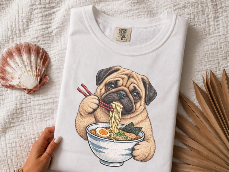 Pug Lover Shirt, Ramen Tee, Noodle Lover Gift, Pug Dad Shirt, Pug Mom Gift, Funny Dog Shirt, Japanese Food Tee, Anime Fan Shirt, Kawaii Food image 10