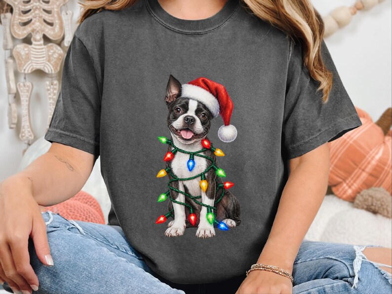 Boston Terrier Christmas Shirt, Boston Terrier Mom Gift, Holiday Dog Shirt, Christmas Puppy Sweatshirt, Dog Owner Gift, Dog Christmas Tee image 7