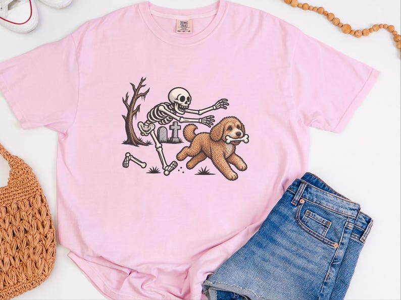 Camiseta Cavapoo, Camiseta de Perro Esqueleto, Camiseta de Perro de Halloween, Camiseta de Perro Espeluznante, Regalo para Mamá Cavapoo, Camiseta para Amantes de los Perros, Camiseta de Halloween de Esqueleto imagen 6