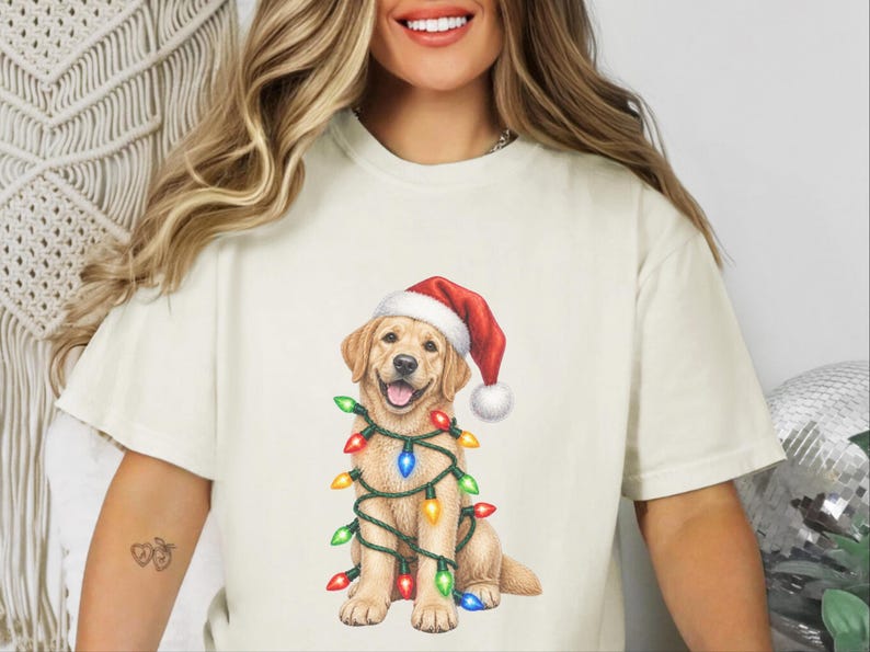 Maglietta natalizia per cani, regalo di Natale per Labrador giallo, maglietta per amanti dei cani per le feste, felpa natalizia per Labrador immagine 2